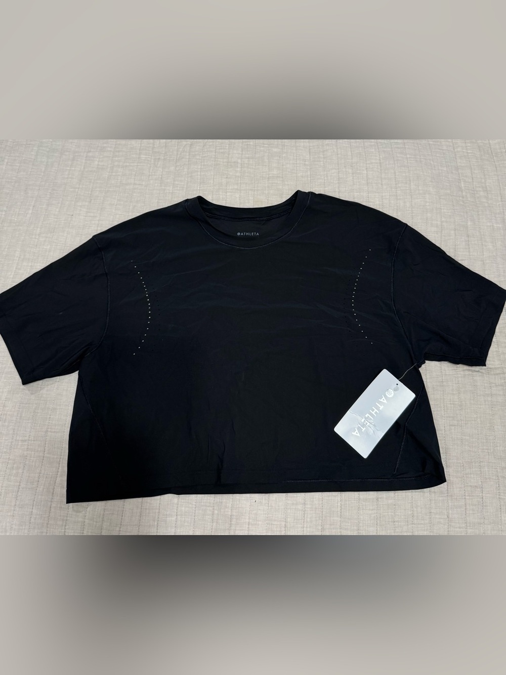 Athleta Black Cropped Performance Top -Size Small